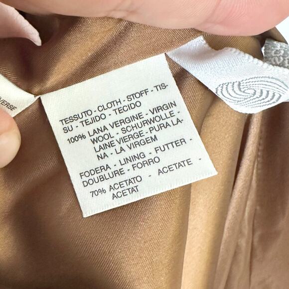 Max Mara Camel Wool Double Breasted Coat Made in Italy Size 12 - Picture 8 of 10